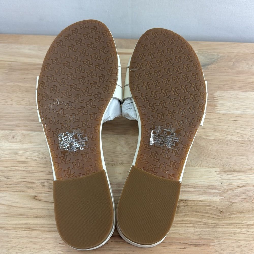 Lauren Ralph Lauren Emerey Leather Sandal- Cream- Size 7.5 B- N IB - Picture 6 of 8